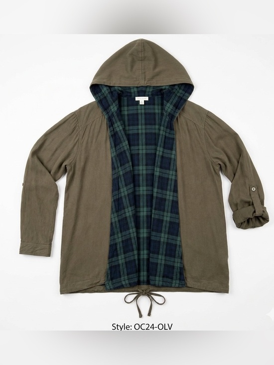 By Together Sweaters - BY TOGETHER Plaid Lined Hooded Jacket with Lace Up Detail on Back